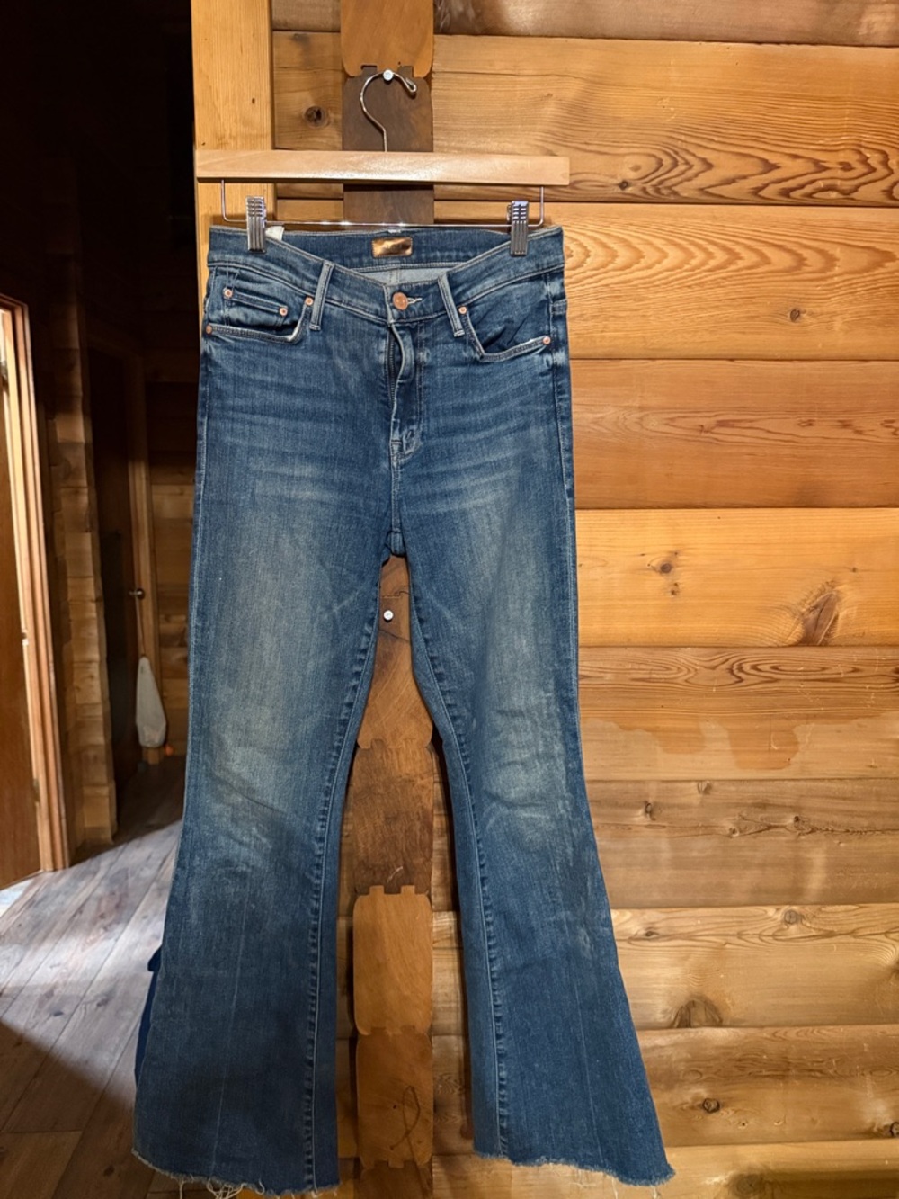 Mother Blue Flare Jeans - Washed Indigo